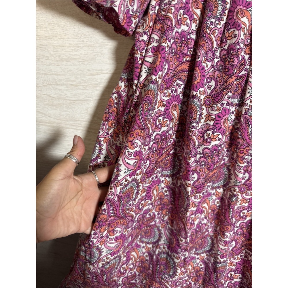 Loungees branded paisley dress is a vibrant pink and purple Moomoo/ Maxi Dress1x - Picture 4 of 13